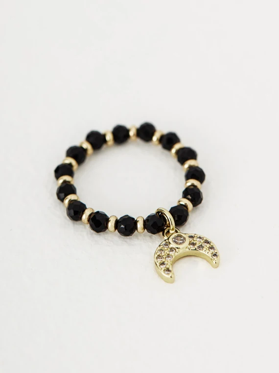 Elastic ring with natural stones