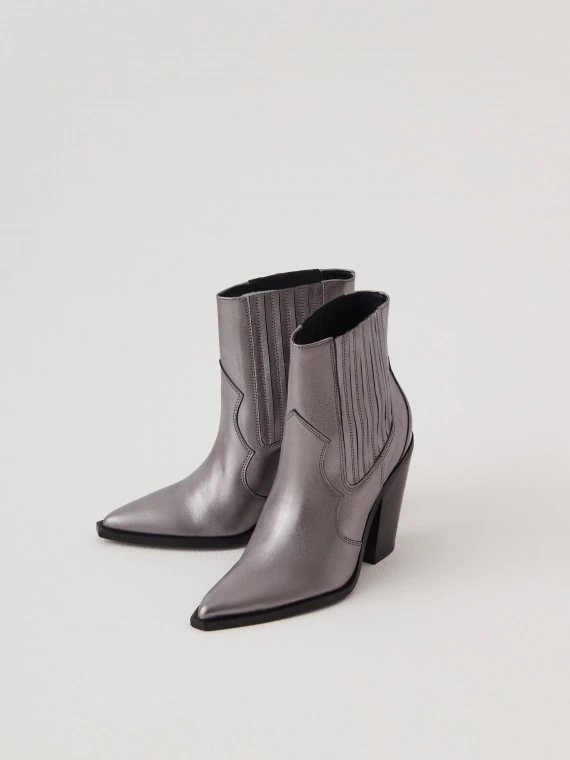 Silver leather cowboy boots
