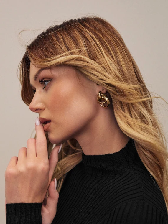 Combination earrings rings in gold color
