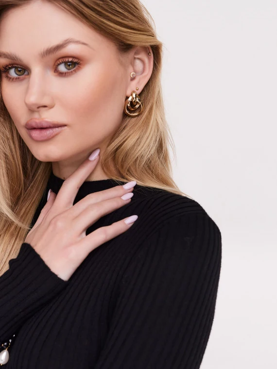 Combination earrings rings in gold color