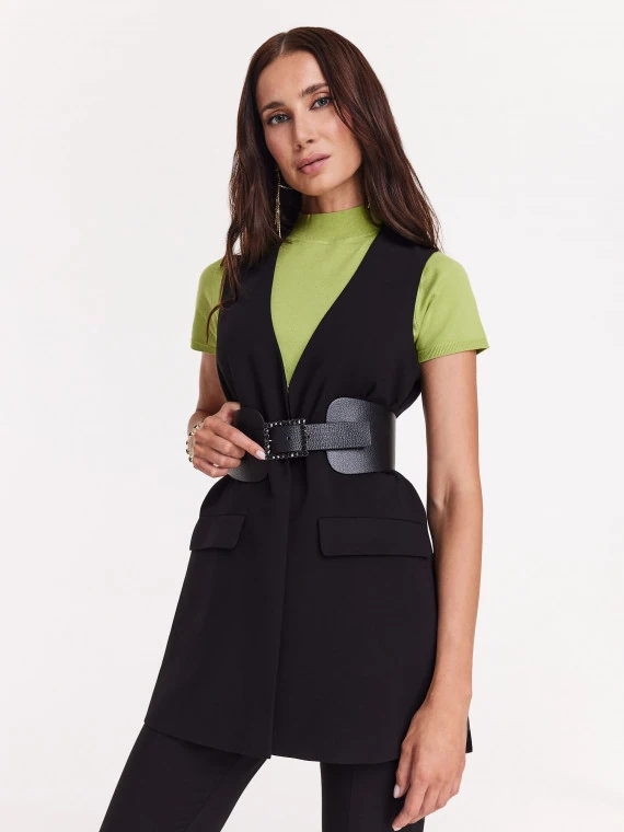 Black wide belt with elastic at the back