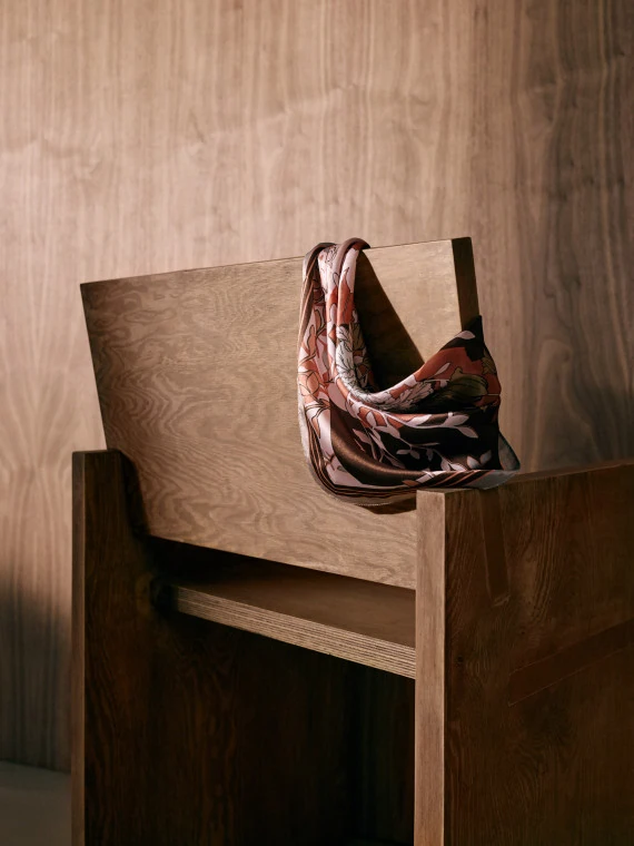 Small silk scarf with combined patterns