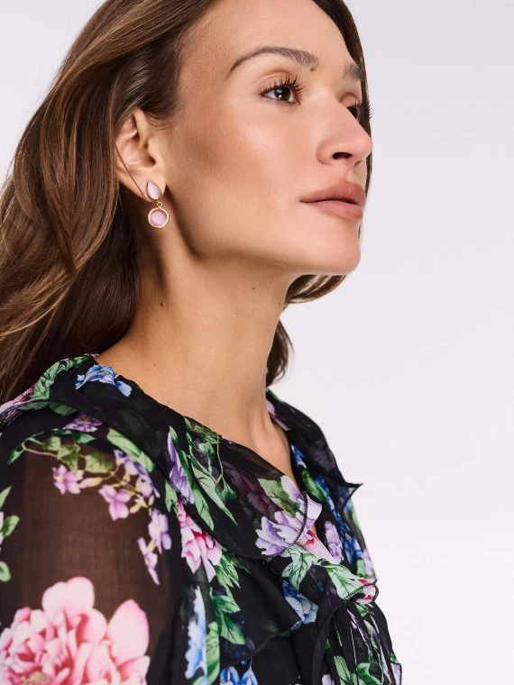 Elegant gold-plated cat's eye earrings