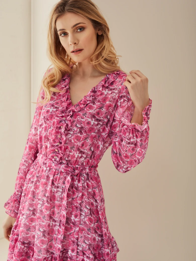 DELICATE FLORAL PATTERN DRESS