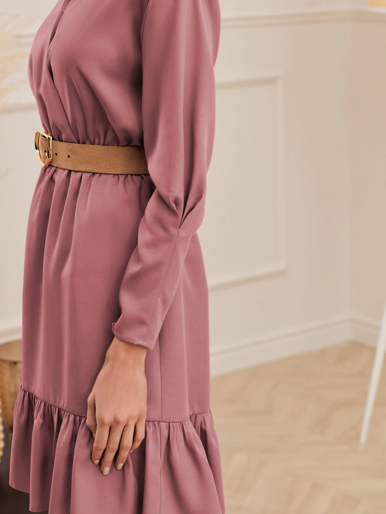 PINK DRESS WITH RUFFLE