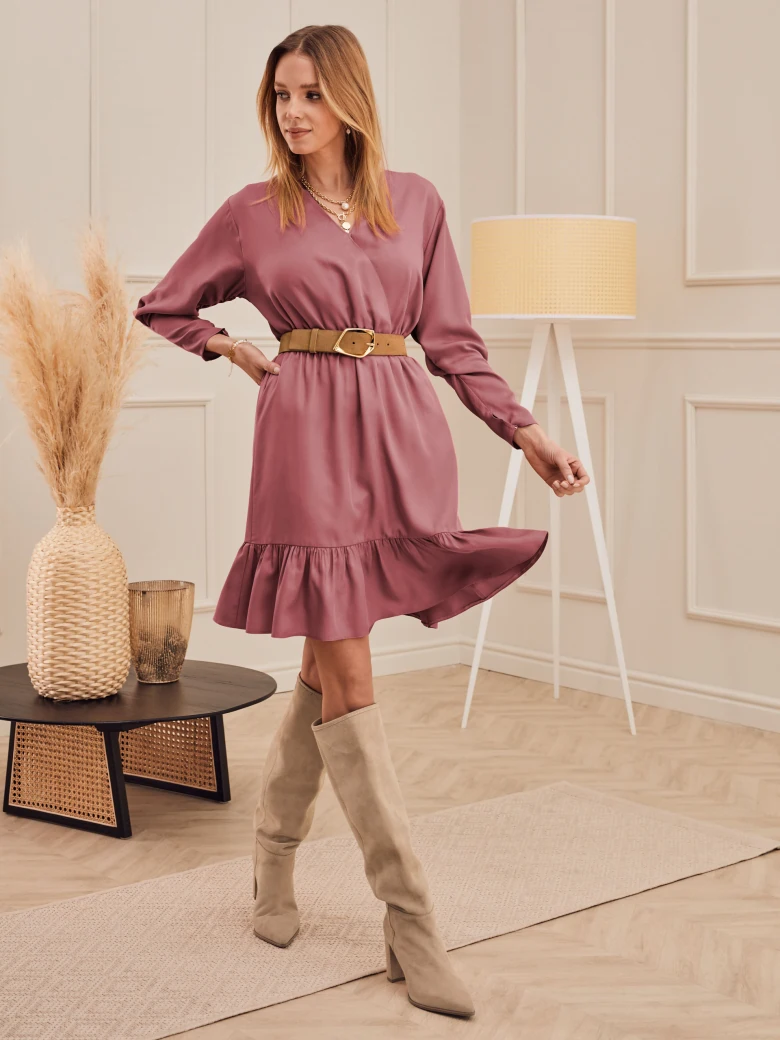 PINK DRESS WITH RUFFLE