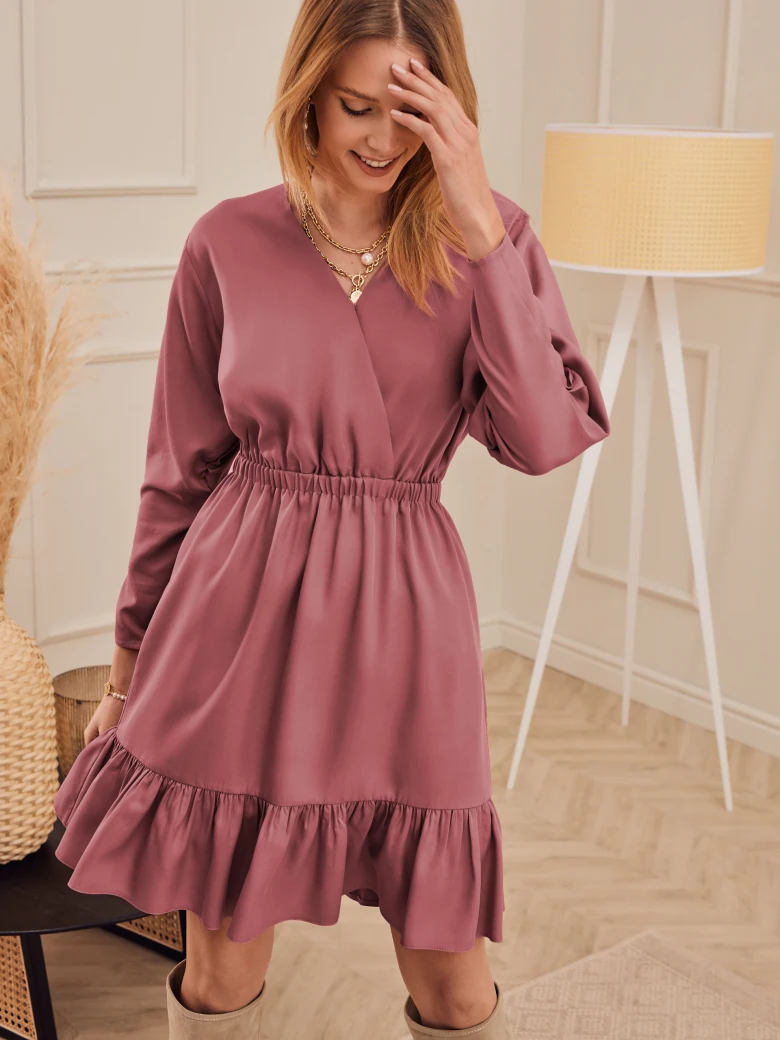 PINK DRESS WITH RUFFLE