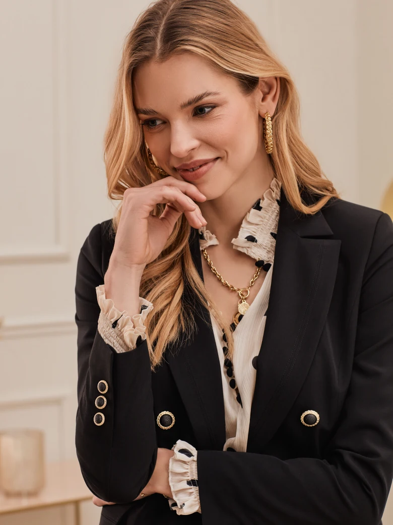 BLACK JACKET WITH DECORATIVE BUTTONS