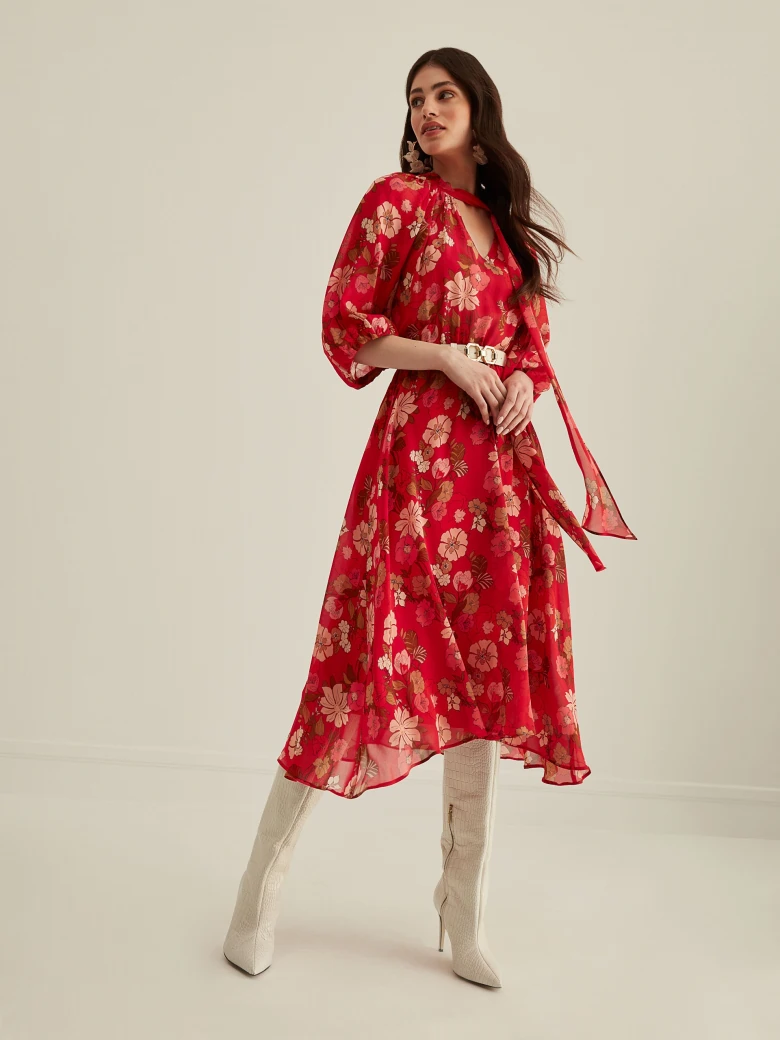 RED FLORAL DRESS