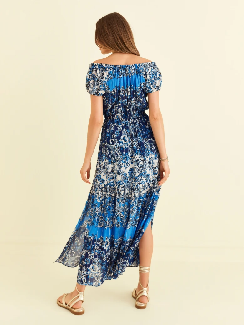 BLUE DRESS WITH SIDE SLIT