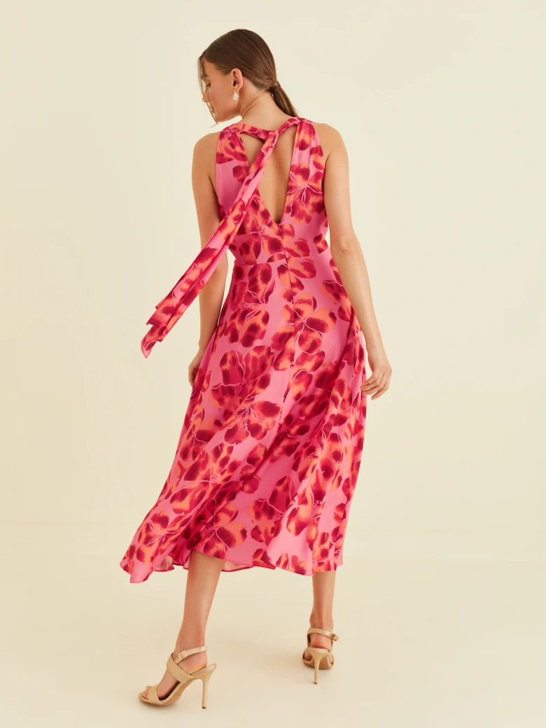 FLORAL DRESS WITH BACK TIE