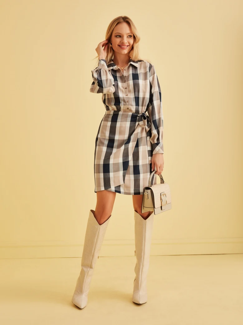 CHECKED SHIRT DRESS