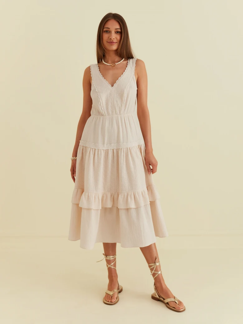 MIDI DRESS WITH LACE DETAILS