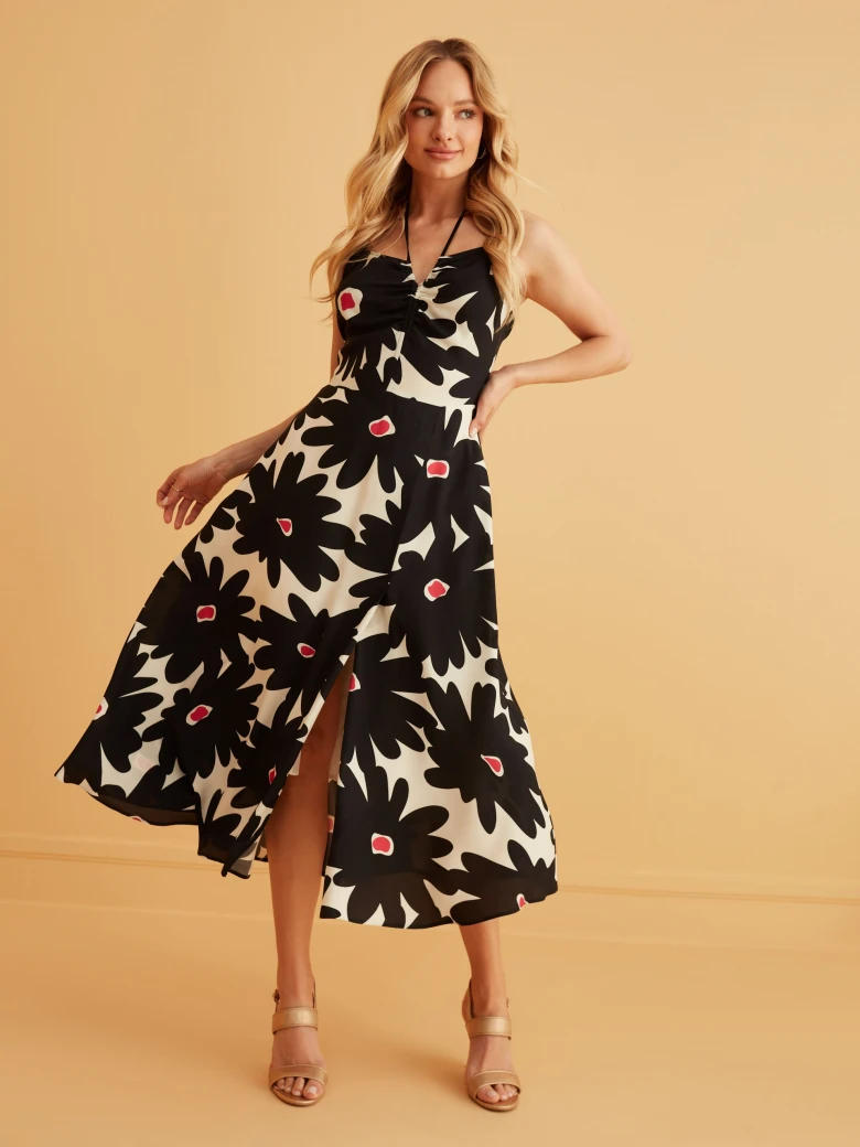 MIDI DRESS WITH TIE DETAIL