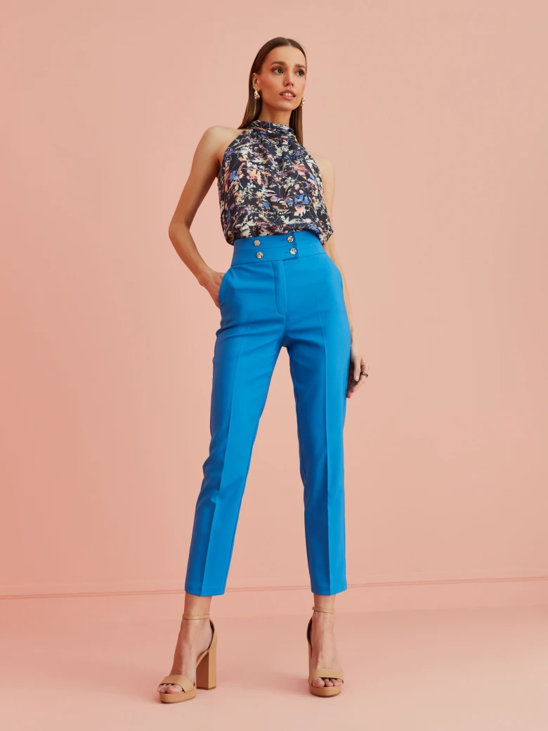 BLUE HIGH-WAISTED PANTS