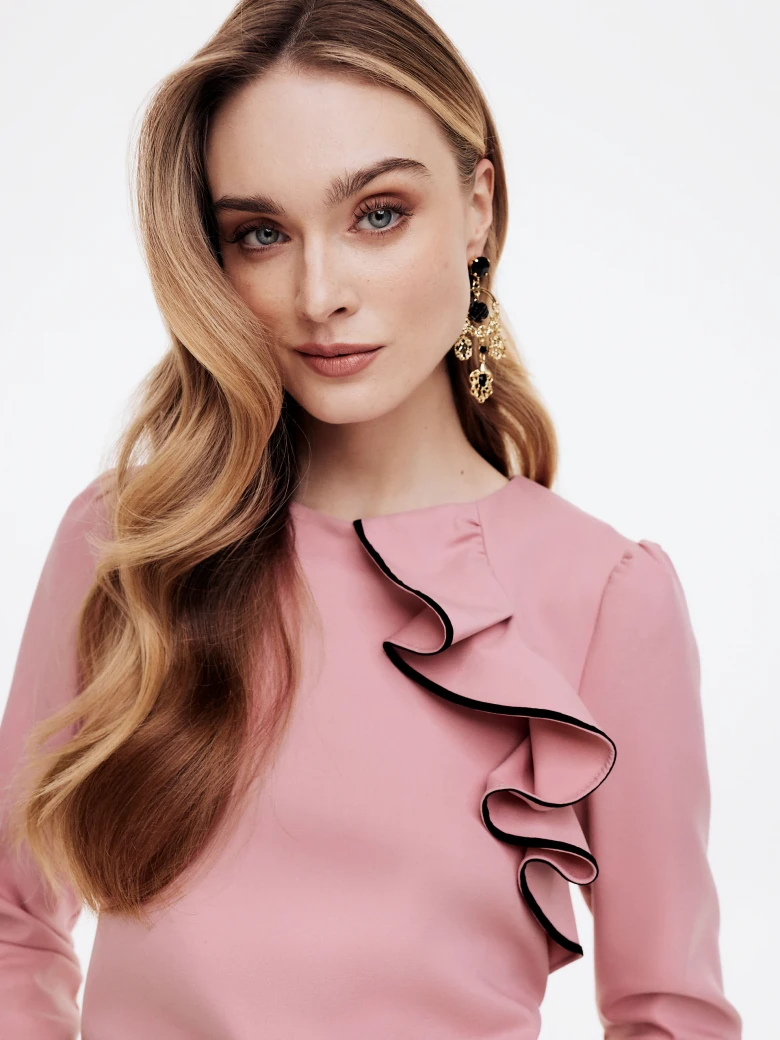 Pink dress with a simple cut