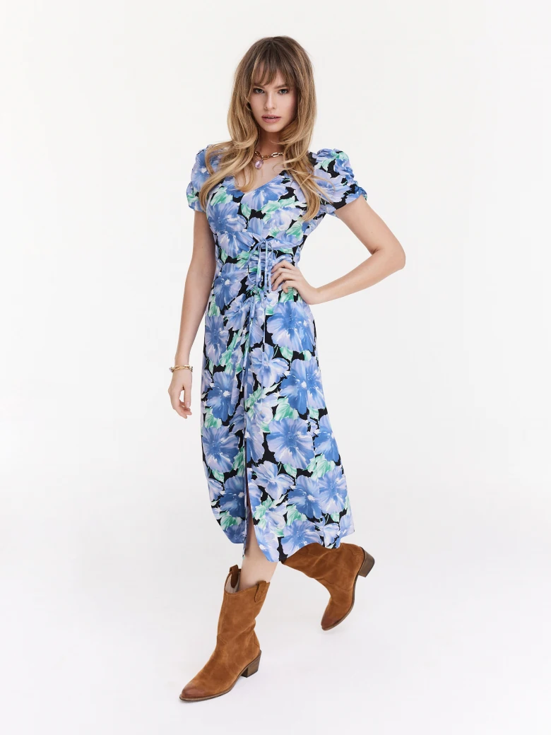 Fitted viscose floral dress