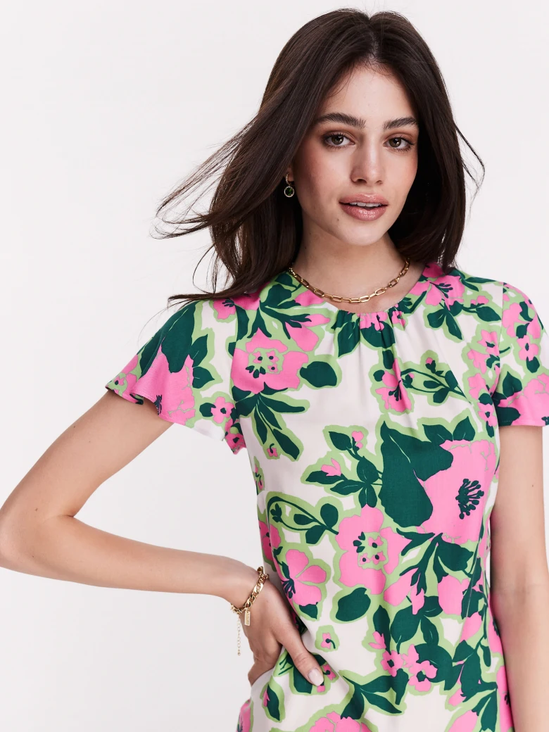 Short bright floral dress