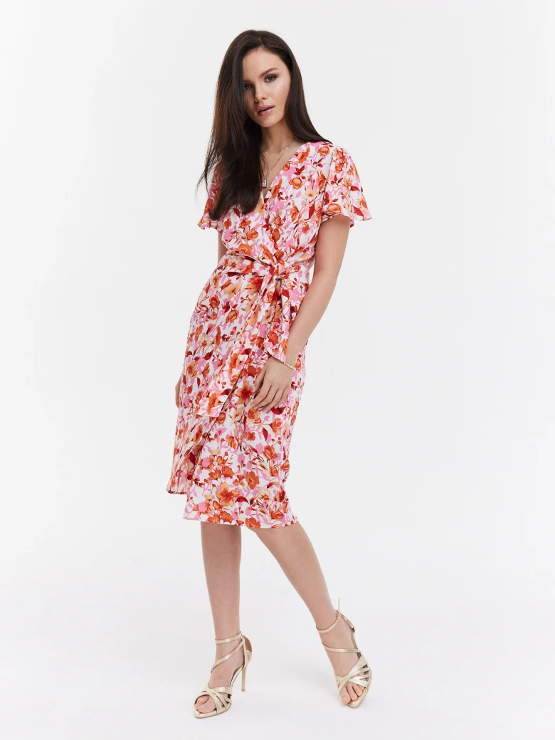 Flower dress with envelope neckline
