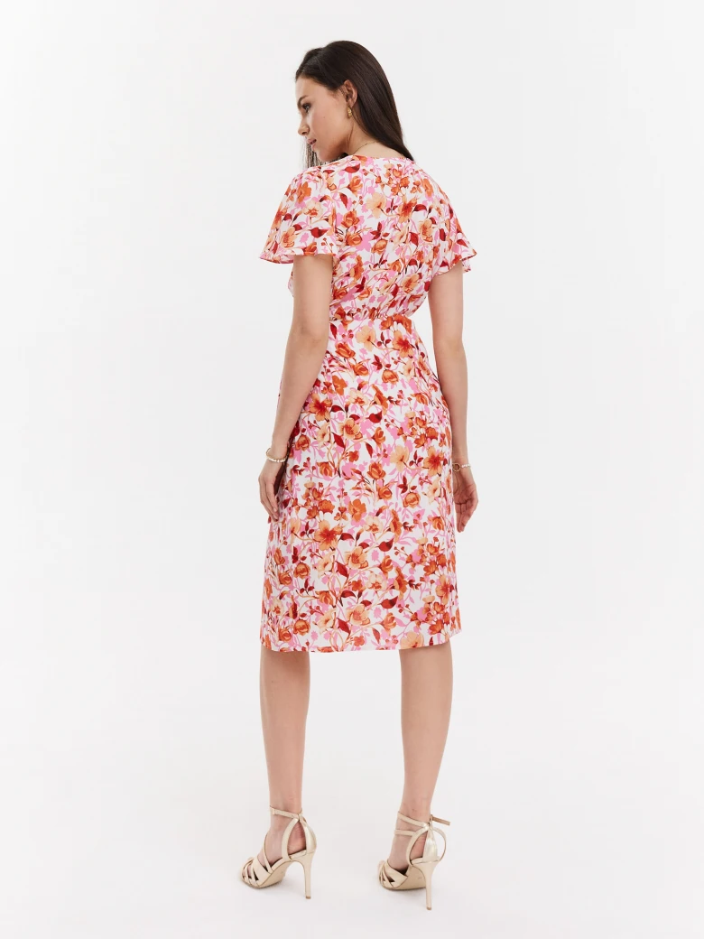 Flower dress with envelope neckline