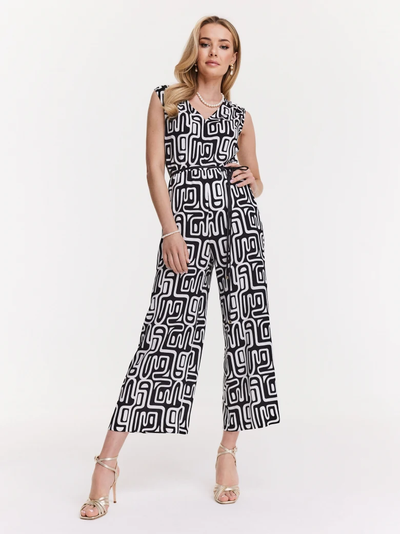 Black and white patterned jumpsuit
