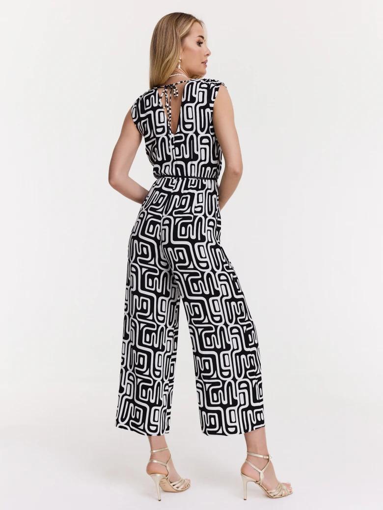 Black and white patterned jumpsuit