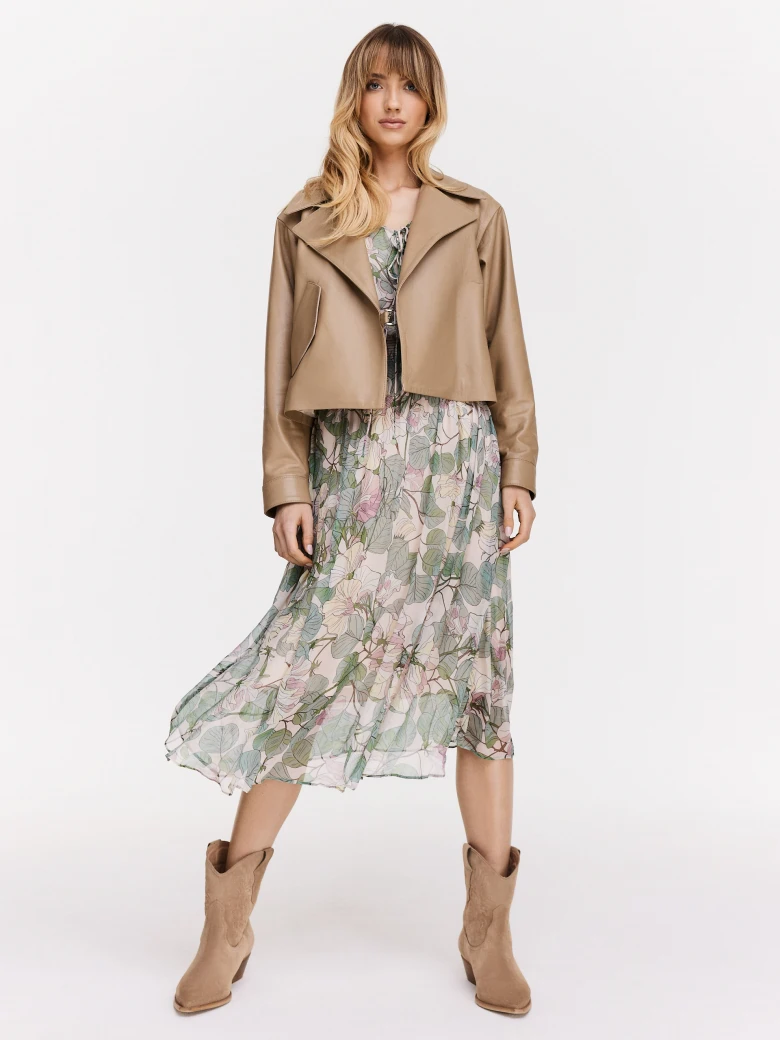 Minimalist beige leather ramon jacket