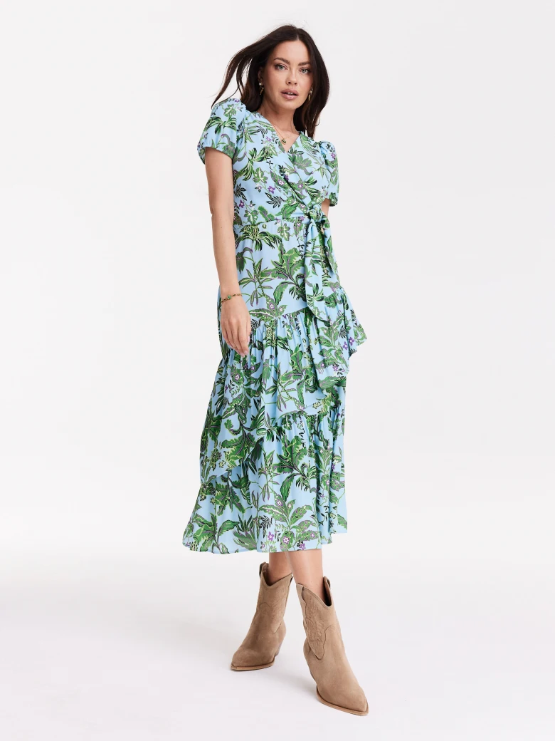 Blue floral midi dress