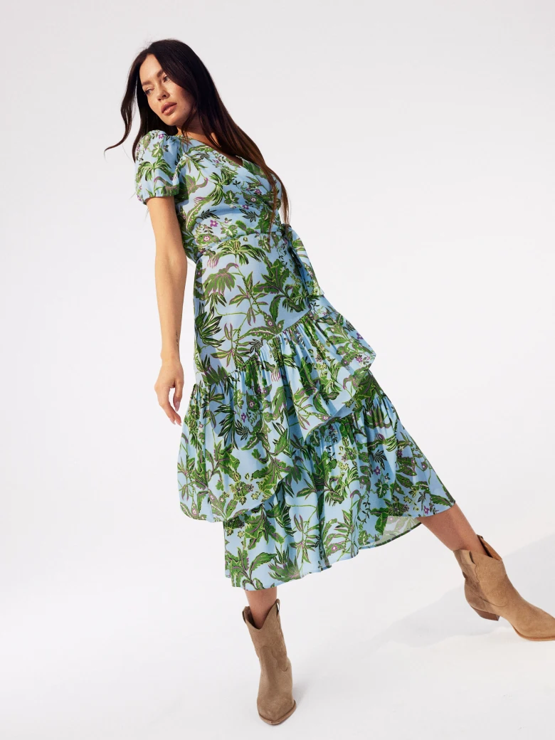 Blue floral midi dress