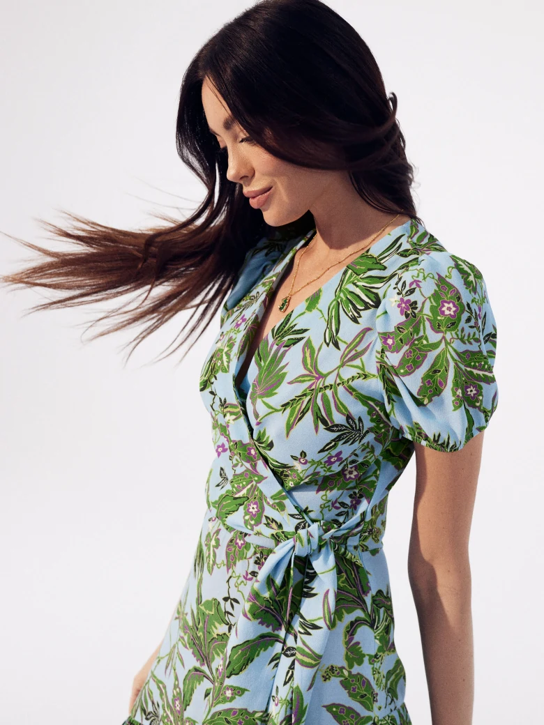 Blue floral midi dress