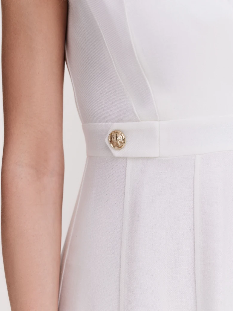 White dress with V neckline