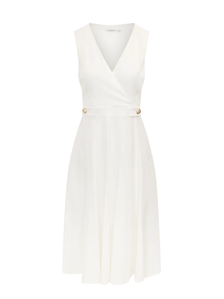 White dress with V neckline