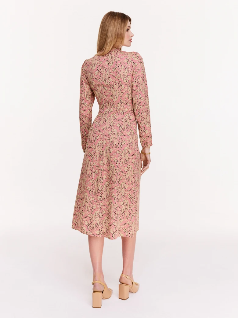 Pink floral pattern midi dress