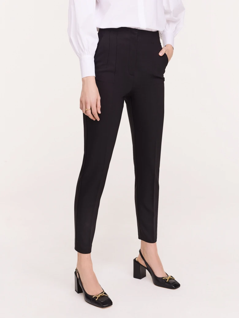 Fitted black high-waisted cigarette pants
