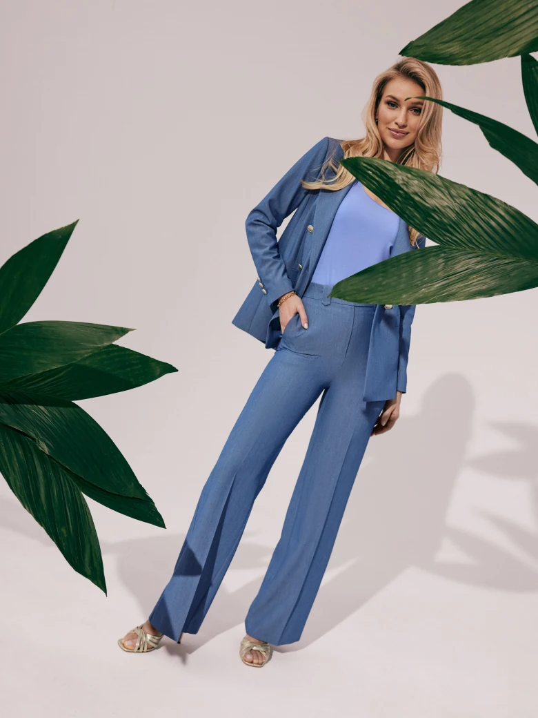 Blue high-waisted cigarette pants