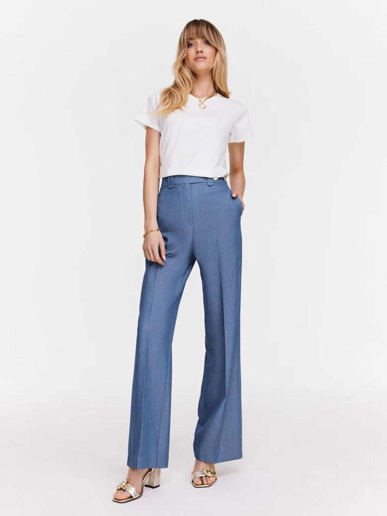 Blue high-waisted cigarette pants