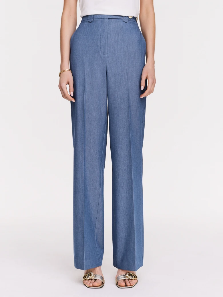 Blue high-waisted cigarette pants