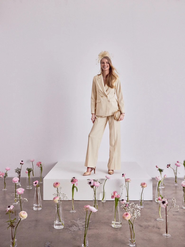Flared high-waisted suit pants