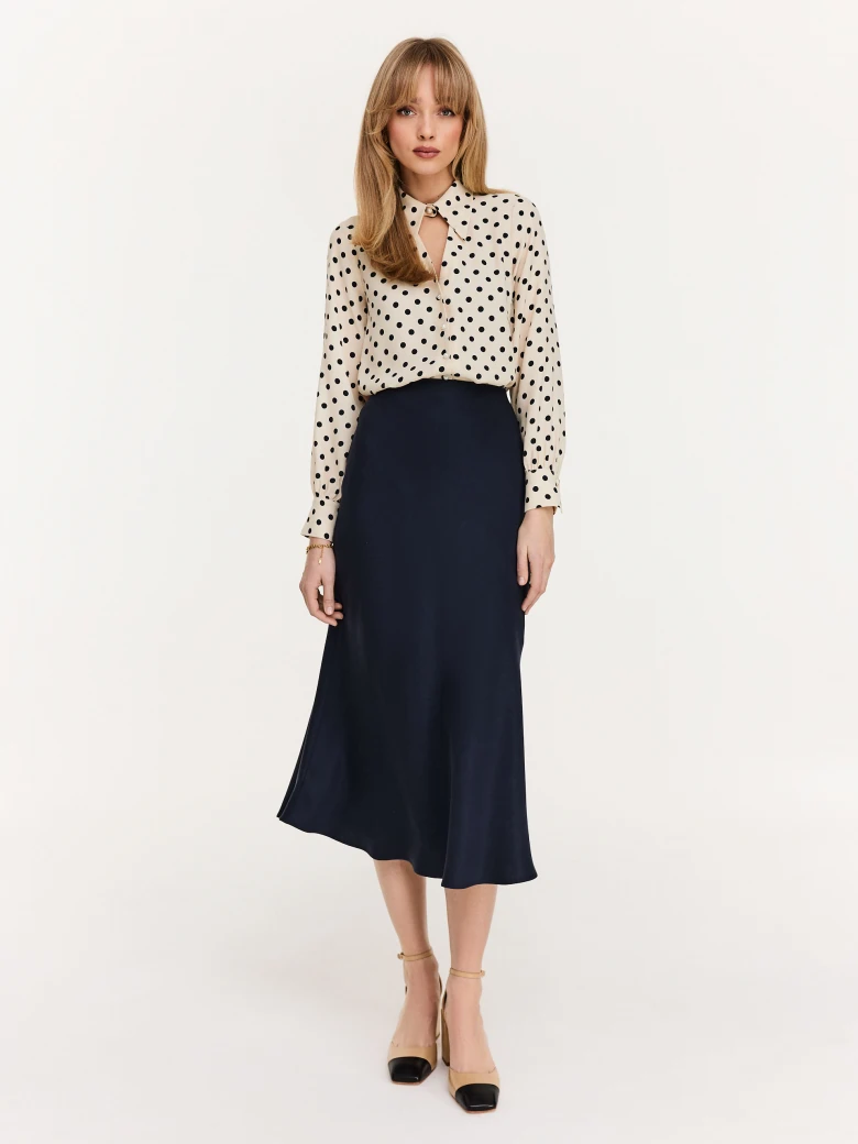 Navy blue midi skirt