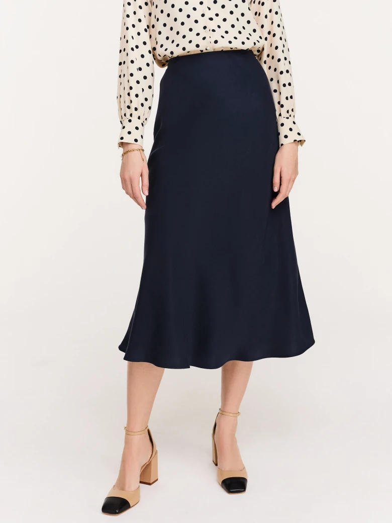 Navy blue midi skirt