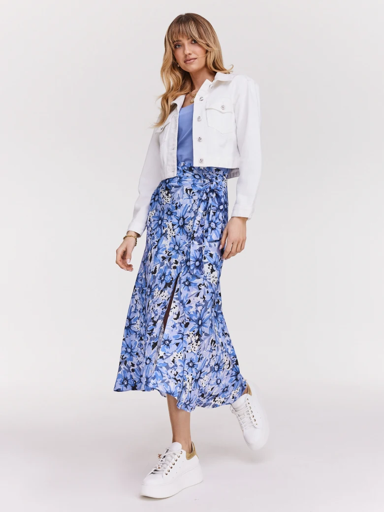 Fitted floral midi skirt