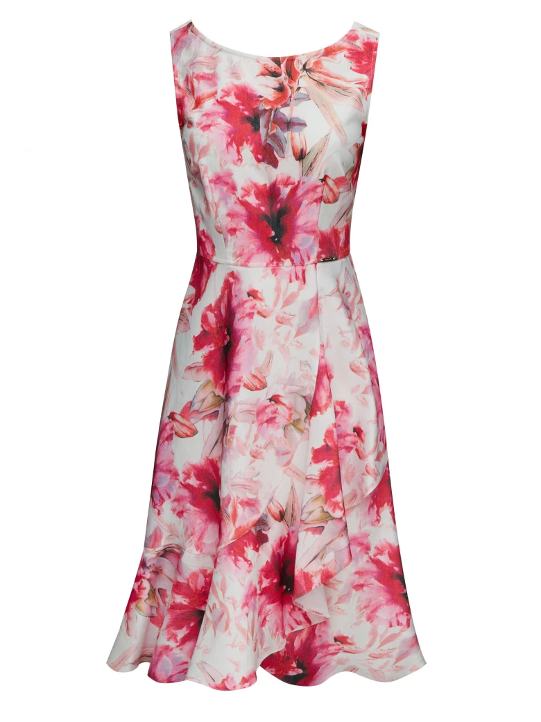 FLARED FLORAL PATTERN DRESS