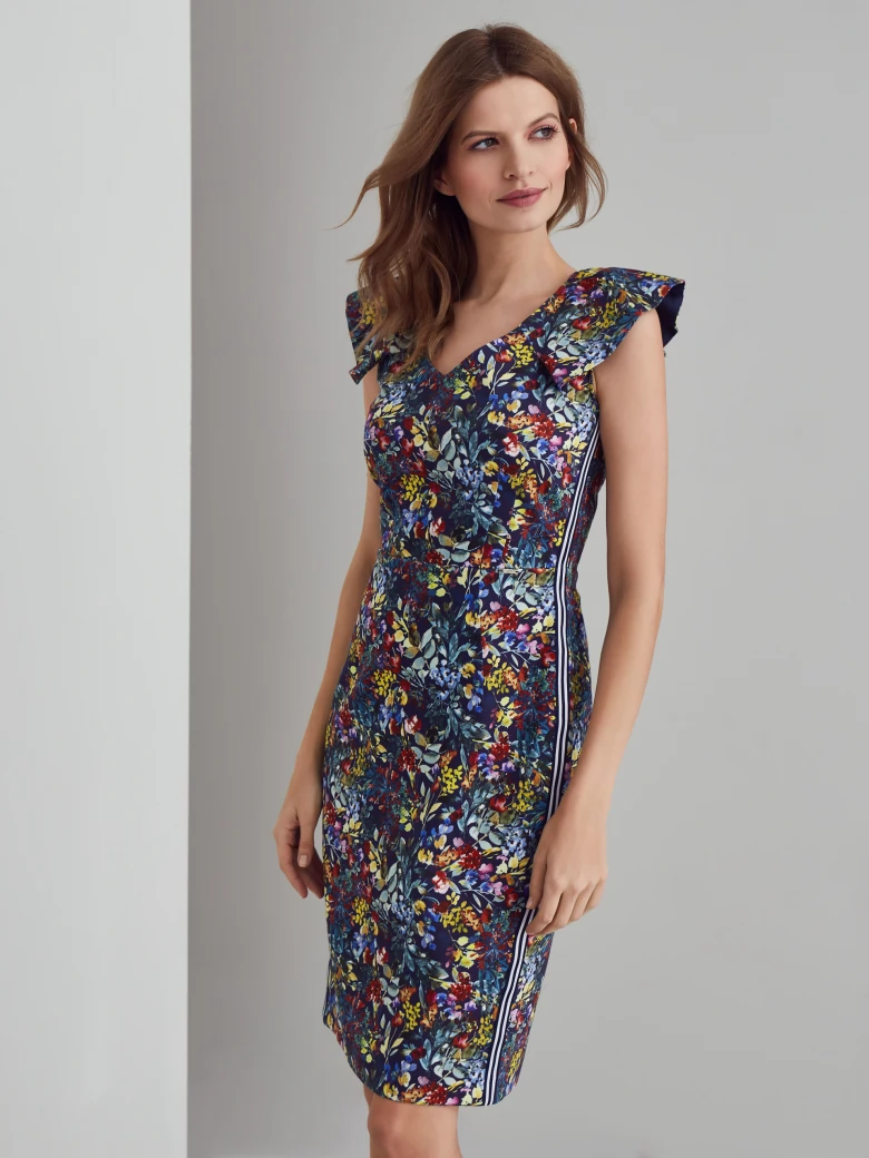 FITTED FLORAL PATTERN DRESS