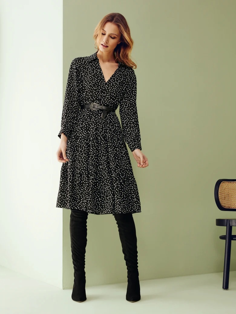 FLARED DRESS WITH BELT