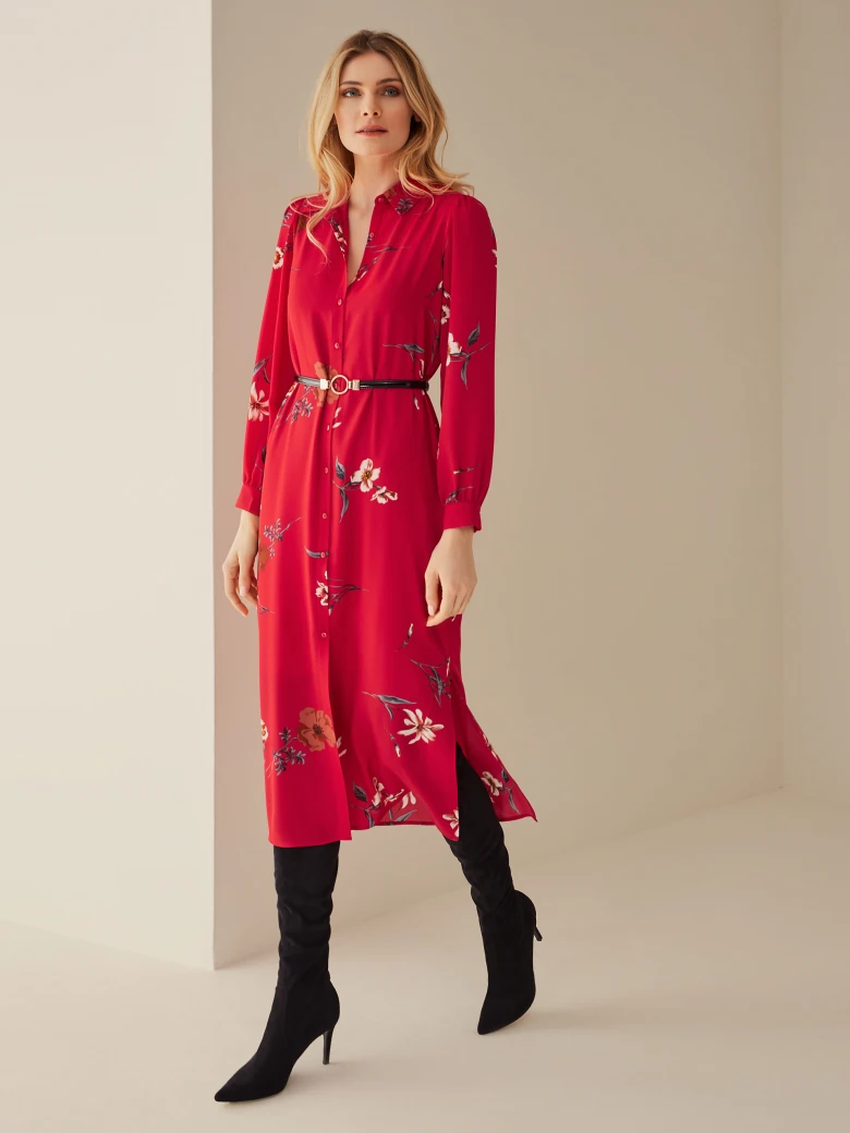 FLORAL SHIRT DRESS