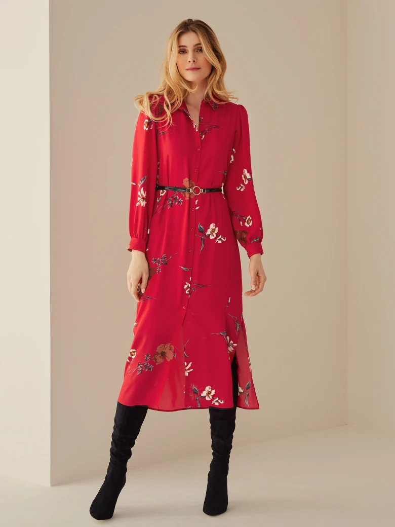 FLORAL SHIRT DRESS