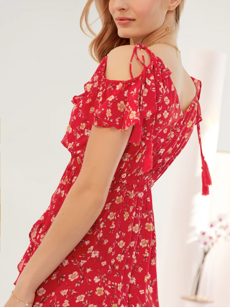 ASYMMETRICAL DRESS WITH OPEN SHOULDERS