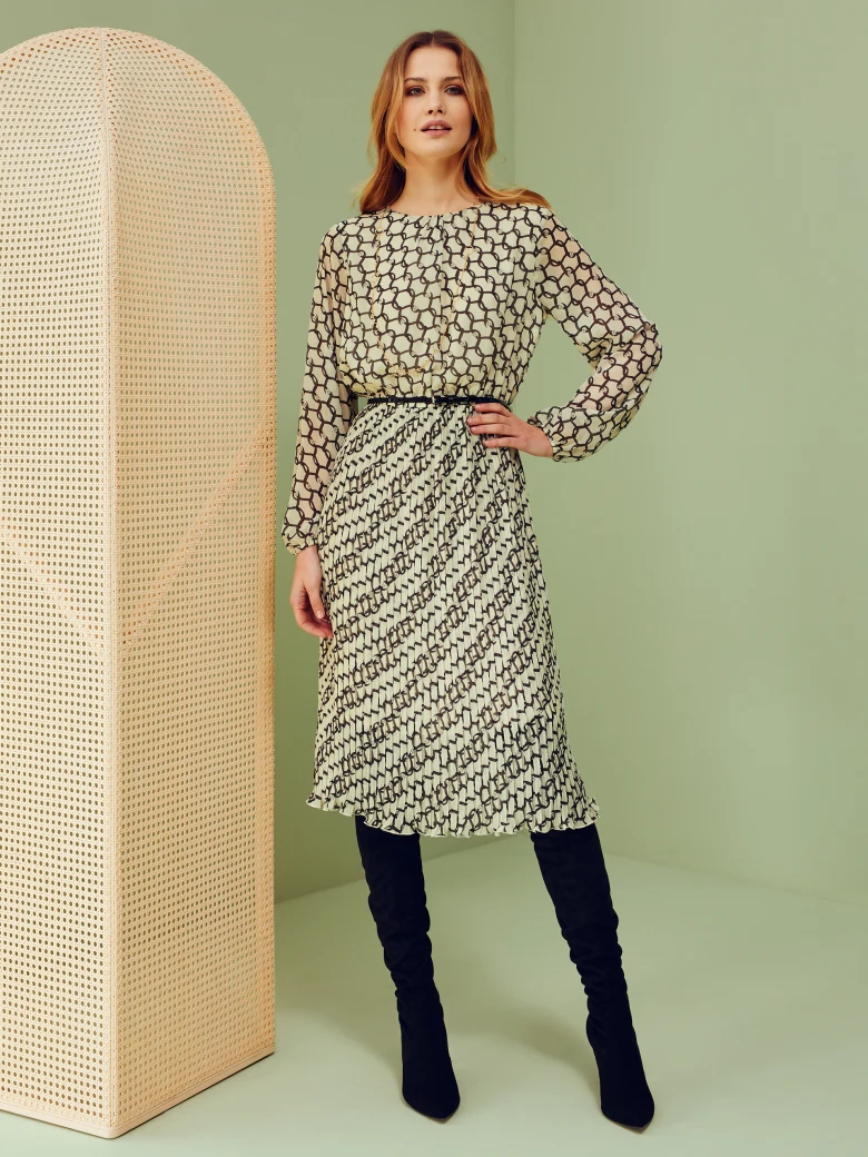 MIDI DRESS WITH FINE PATTERN