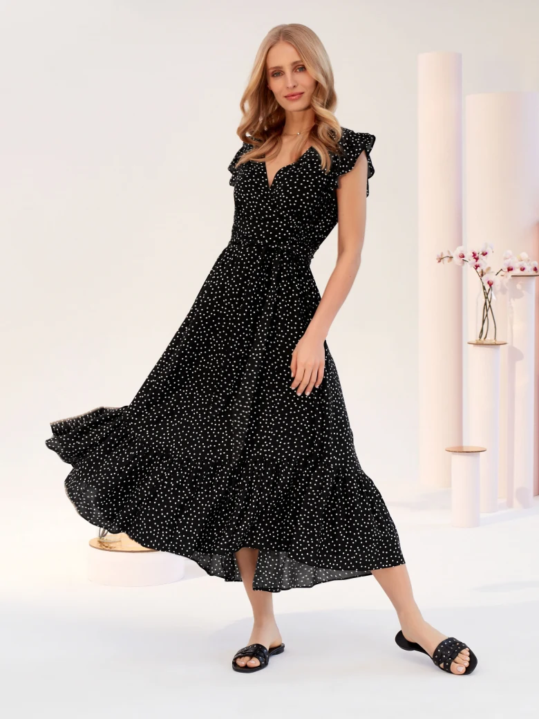FINE PATTERN MIDI DRESS