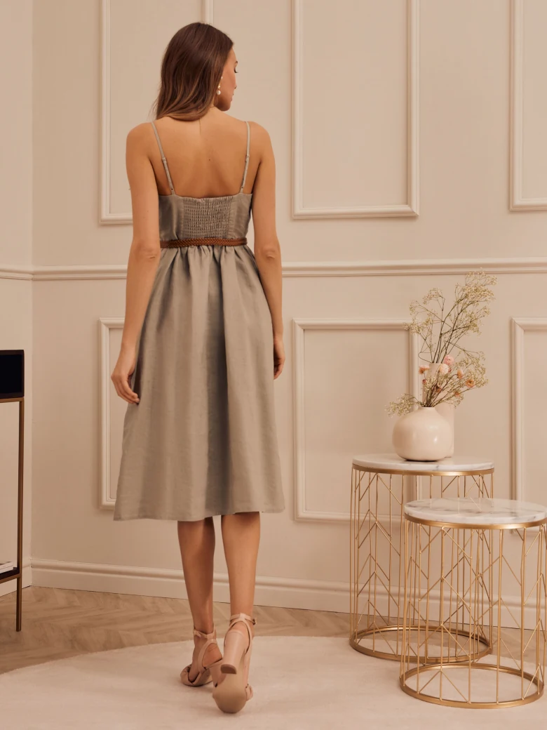 LINEN STRAPLESS DRESS